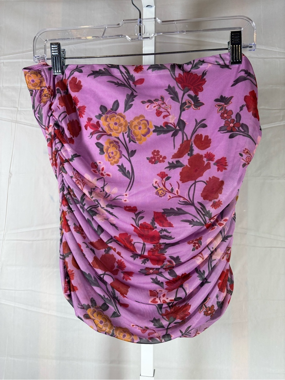 Anthropologie Lilac Floral Ruffle Strapless Camisole - Picture 4 of 8